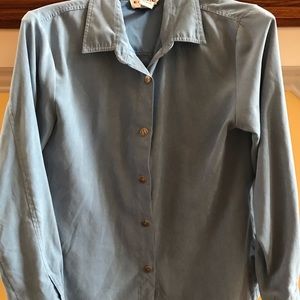 Blue Microsuede Button Up